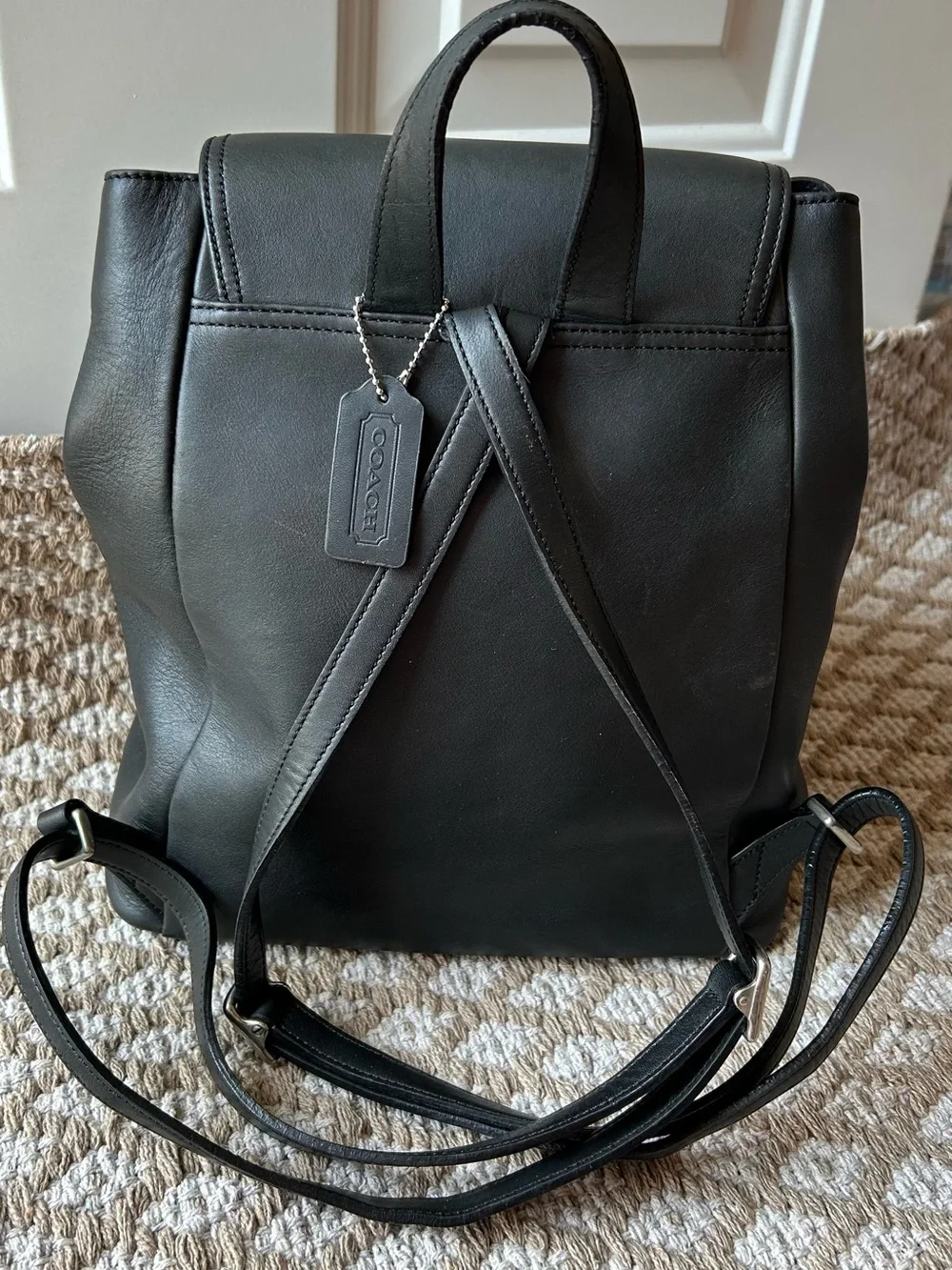 Vintage Coach Backpack Black Leather
 Y2K 9827 Hampton Legacy Excellent - Picture 2 of 12